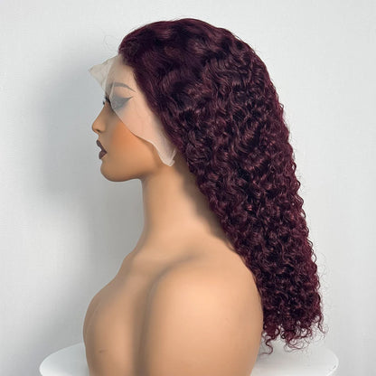 Double Drawn 250% Density Ombre 18 Inches Water Wave Curly Human Hair Wigs 13x4 Transparent Lace Frontal Hair Wig for Women