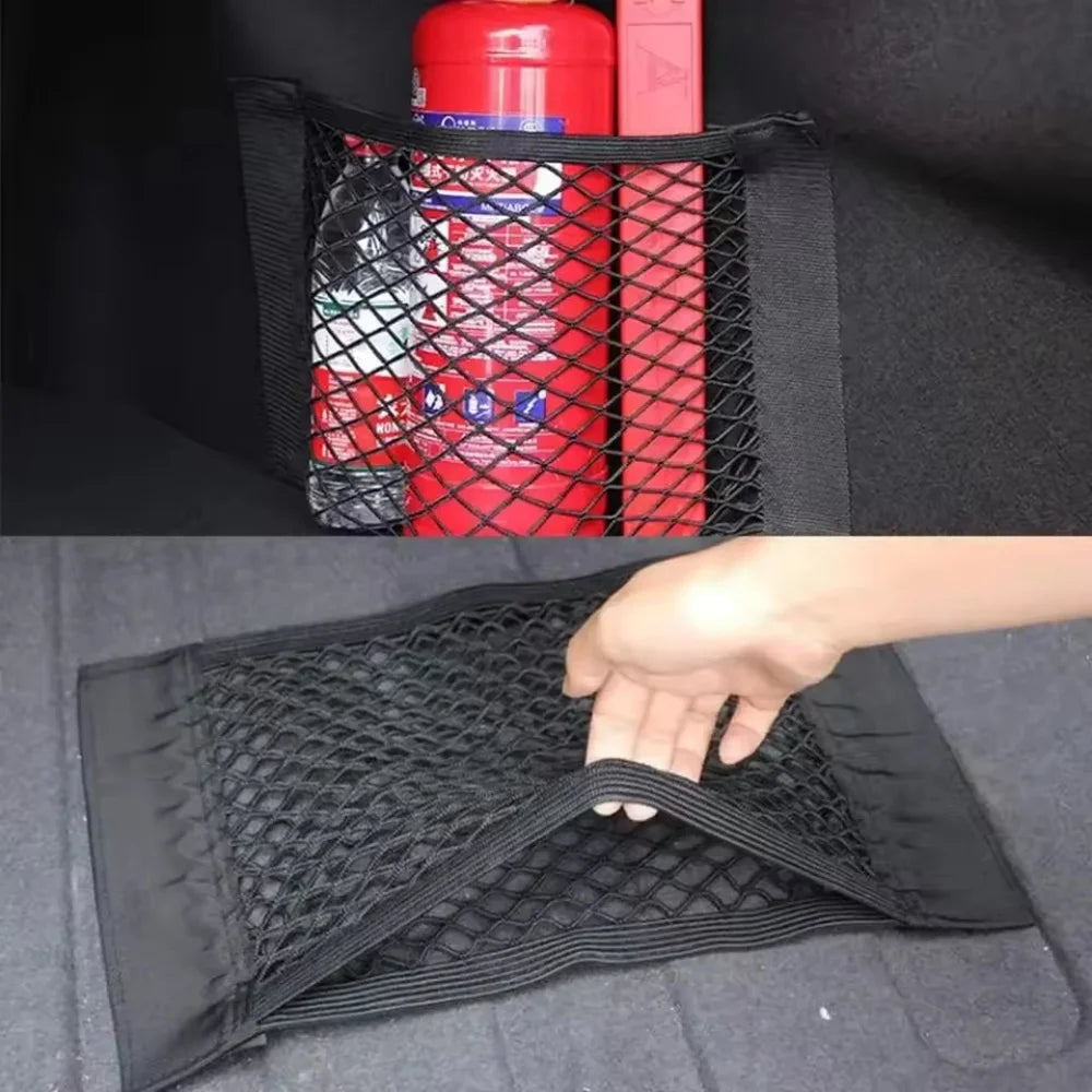 Fire Extinguisher 4Pcs/Set Car Storage Bag Double Mesh Trunk Storage Net, Caravan Must-Haves Car Built-In Storage Bag, Car Fixed