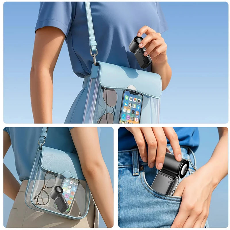 Portable handheld small fan, pocket portable fan, USB charging mini bladeless electric fan, suitable for outdoor and travel use