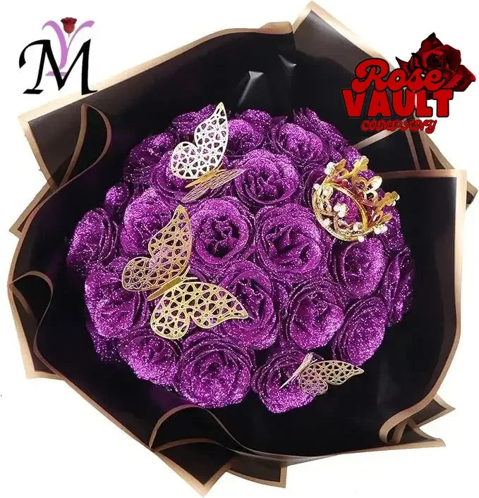 30/50 pcs 7/6 cm Glitter artificial flower rose Mother's/Valentine's Day girl friend wife DIY bouquet gifts for wedding Birthday