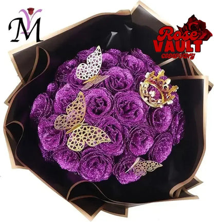 30/50 pcs 7/6 cm Glitter artificial flower rose Mother's/Valentine's Day girl friend wife DIY bouquet gifts for wedding Birthday
