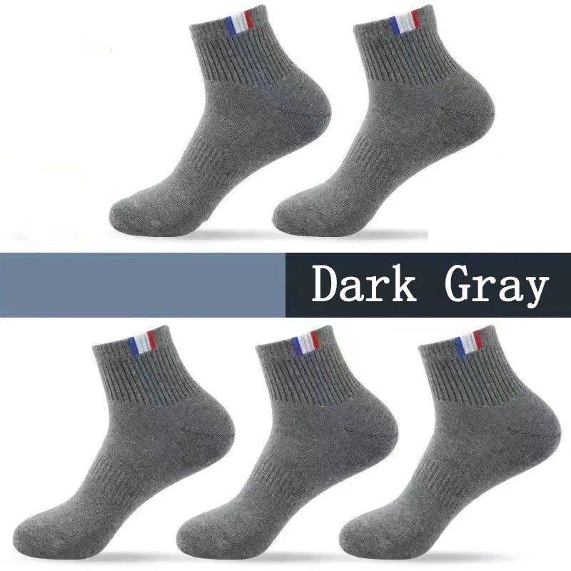 5 Pairs Socks Men Breathable Thickened Middle tube Solid Men's Spring Autumn Winter Warm White Black Sport Sock for Man Set Gift