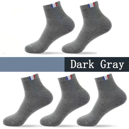 5 Pairs Socks Men Breathable Thickened Middle tube Solid Men's Spring Autumn Winter Warm White Black Sport Sock for Man Set Gift