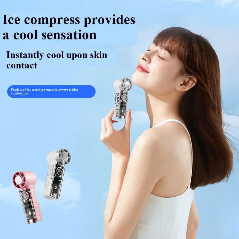 2026 new ice-cooling high-speed fan, semiconductor cooling handheld fan, portable mini pocket digital display small fan