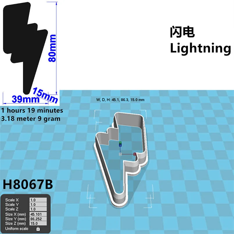 Four Specifications Cartoon Nature Graphics Super Lightning,Plastic Mold,Cake Fondant Tools,Cookie Sushi and Fruits Cutters