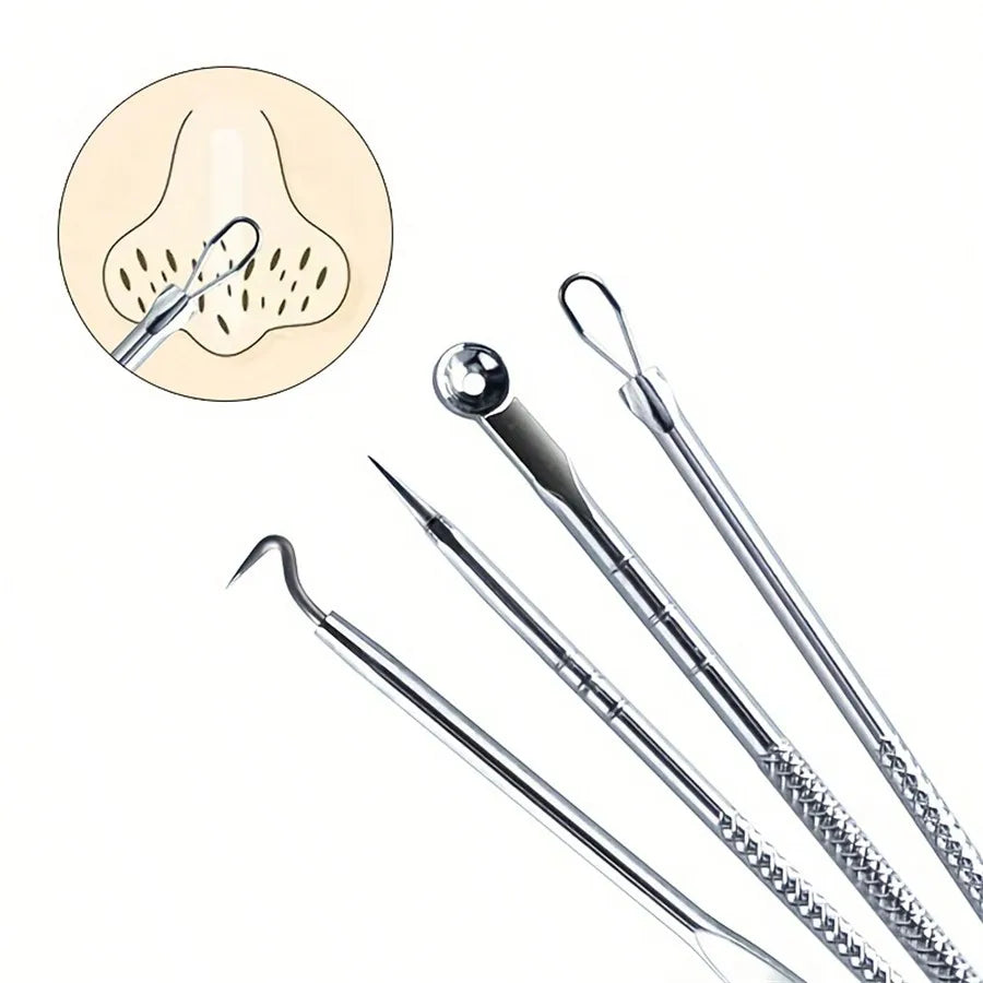 8pcs Acne, Blackhead, Dark Spot, Pimple Remover Tool Set, Skin Care Beauty, Pore Cleansing Kit