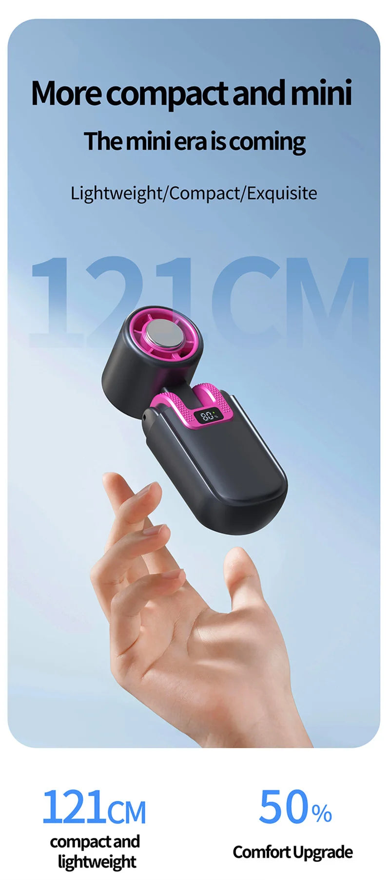 Mini Ice Cooling Portable Fan Turbo High Speed Handheld Fan Long Battery Life USB Rechargeable Foldable For Outdoor Travel