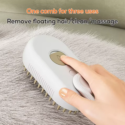 Steamy Dog Brush Electric Spray Cat Hair Brush 3 in1 Dog Steamer Brush for Massage Pet Grooming Removing Tangled and Loose Hair