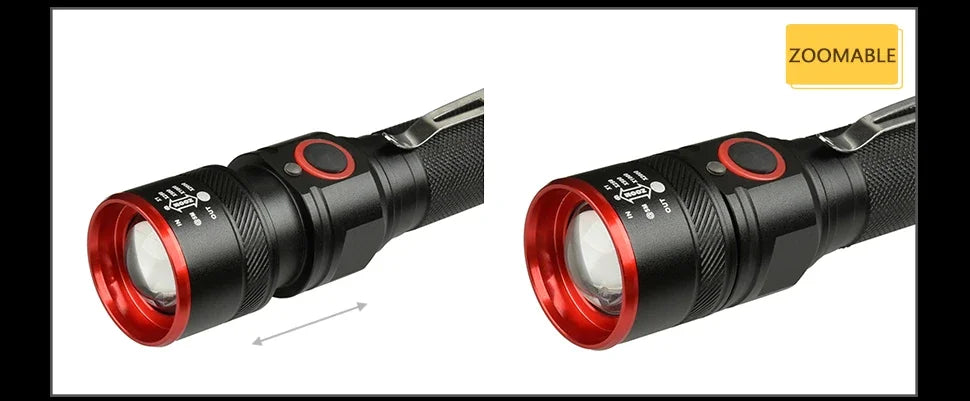 High Lumen LED Flashlight 18650 Rechargeable Flashlights Waterproof Zoom Torch for Camping Hiking Fishing Hunting
