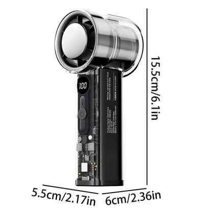 Portable Handheld Fan Transparent 100 Speeds USB Rechargeable 3000mAh Mini Portable Personal Fan for Home Office Travel Picnic