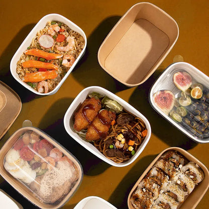 10Pcs/Set Disposable Paper Lunch Box Food Storage Containers With Lid Fruit Salad Cake Box Kitchen Accessories Party Supplies