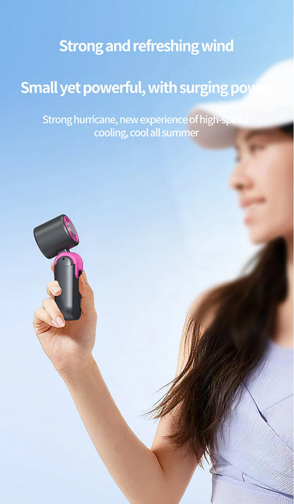 Mini Ice Cooling Portable Fan Turbo High Speed Handheld Fan Long Battery Life USB Rechargeable Foldable For Outdoor Travel