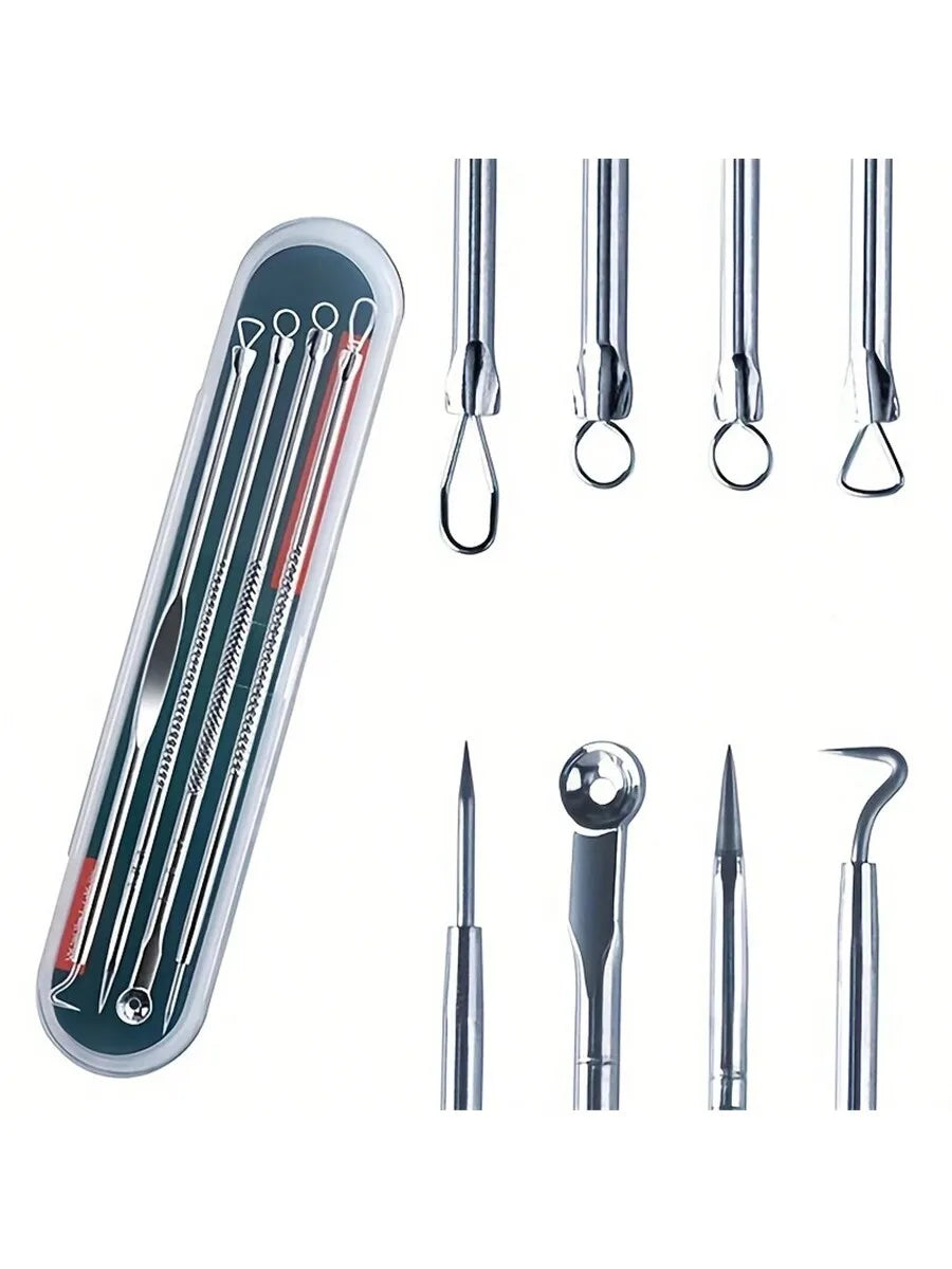 8pcs Acne, Blackhead, Dark Spot, Pimple Remover Tool Set, Skin Care Beauty, Pore Cleansing Kit