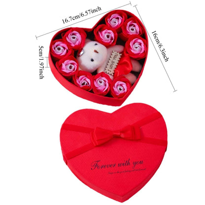 Valentines Day Gift for Her Gift Box with Bear Soap Rose Flower Romantic Mothers Day Wedding Birthday Gift Home Party Decor 1PC