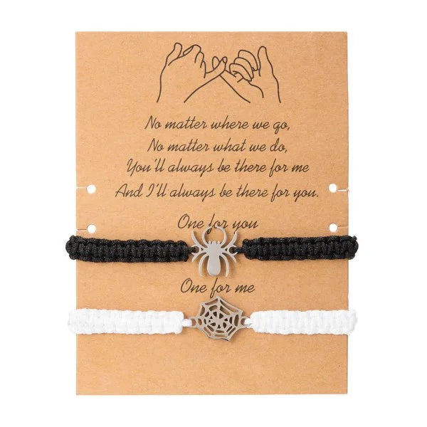 2Pcs Fashion Silver Color Spider Bracelet for Couple Simple Adjustable Woven Bracelet Valentine's Day Couple Jewelry Gift