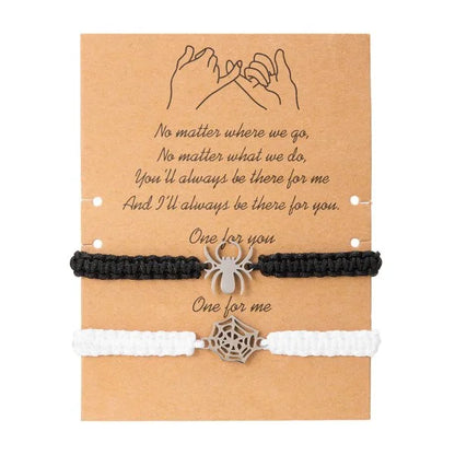 2Pcs Fashion Silver Color Spider Bracelet for Couple Simple Adjustable Woven Bracelet Valentine's Day Couple Jewelry Gift