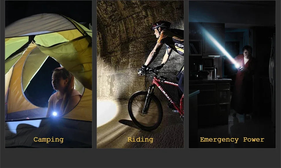 High Lumen LED Flashlight 18650 Rechargeable Flashlights Waterproof Zoom Torch for Camping Hiking Fishing Hunting