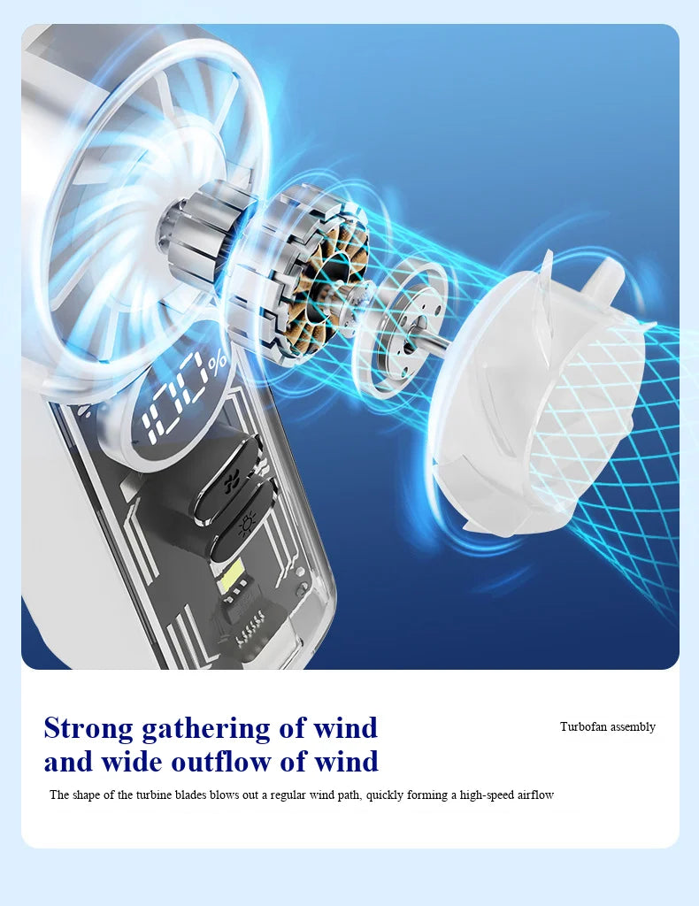 2026 new ice-cooling high-speed fan, semiconductor cooling handheld fan, portable mini pocket digital display small fan
