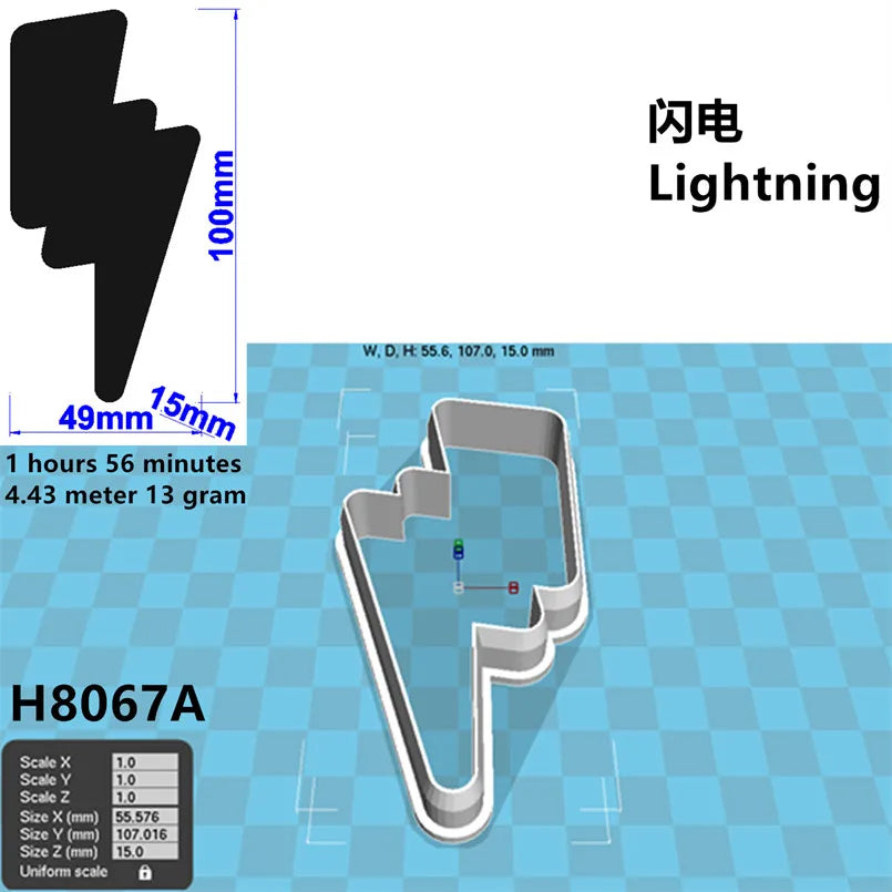 Four Specifications Cartoon Nature Graphics Super Lightning,Plastic Mold,Cake Fondant Tools,Cookie Sushi and Fruits Cutters
