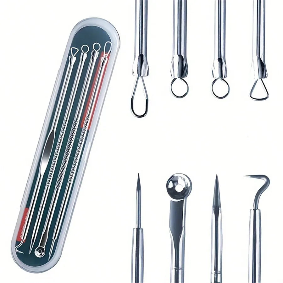 8pcs Acne, Blackhead, Dark Spot, Pimple Remover Tool Set, Skin Care Beauty, Pore Cleansing Kit