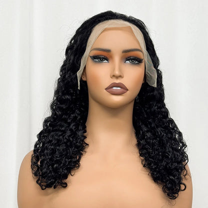 Double Drawn 250% Density Ombre 18 Inches Water Wave Curly Human Hair Wigs 13x4 Transparent Lace Frontal Hair Wig for Women