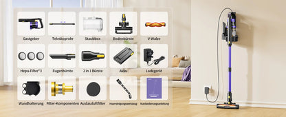 Laresar X11 Kabelloser Staubsauger 550W 55000PA Saugmacht Handheld Smart Home Staubbecher 60 Minuten Laufzeit 3 Stück Filte Set