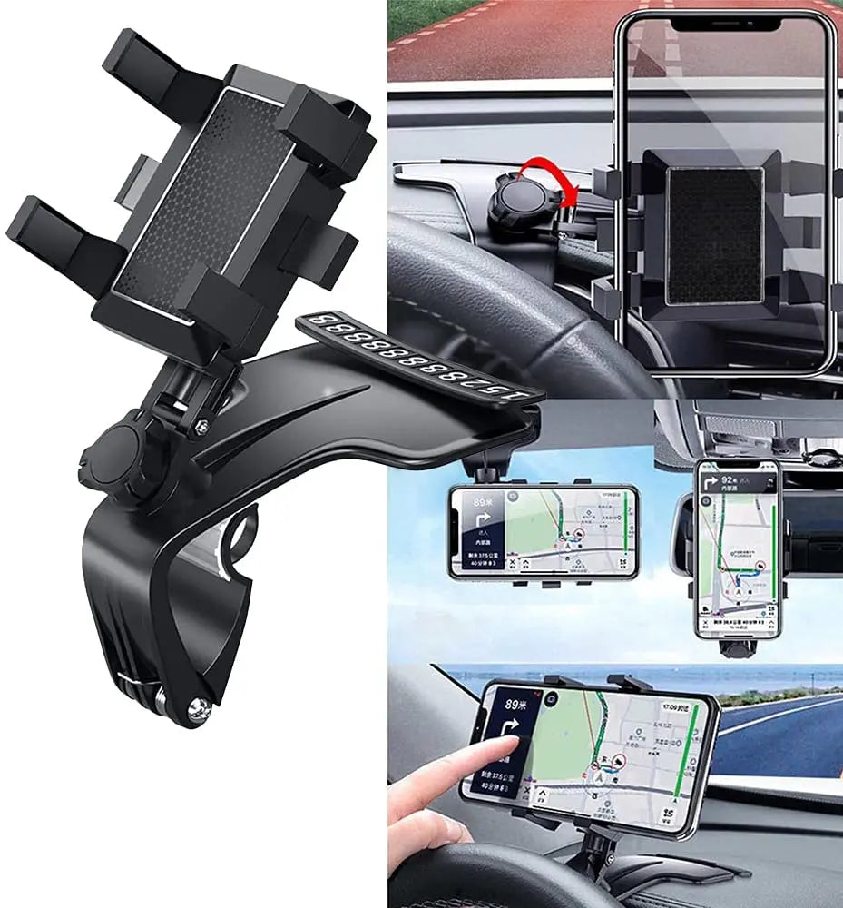 Phone Mount for Car Dashboard, 1080 Degree Rotation Dashboard Cell Phone Holder, [Multi-Angles] Universal Car Phone Clip Holder