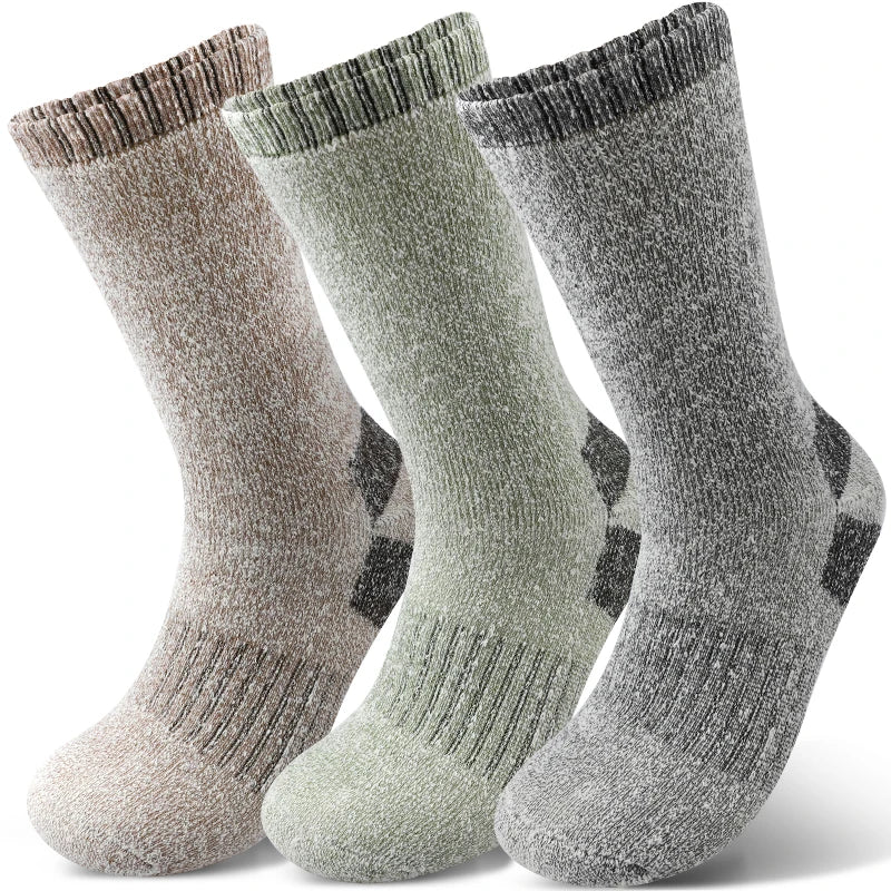 3Pairs Winter Men Socks Super Thick Thermal Mid Calf Socks Warm Wool Skiing Sports Socks