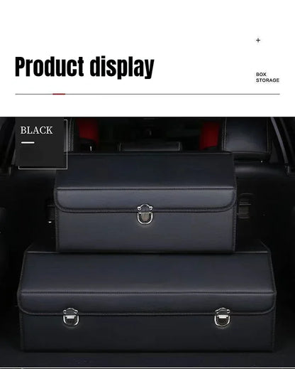 Car Trunk Organizer Organizers And Storage Suv Faux Leather Foldable Trunk Multi-Compartment Adjustable Auto Grocery Storage Box
