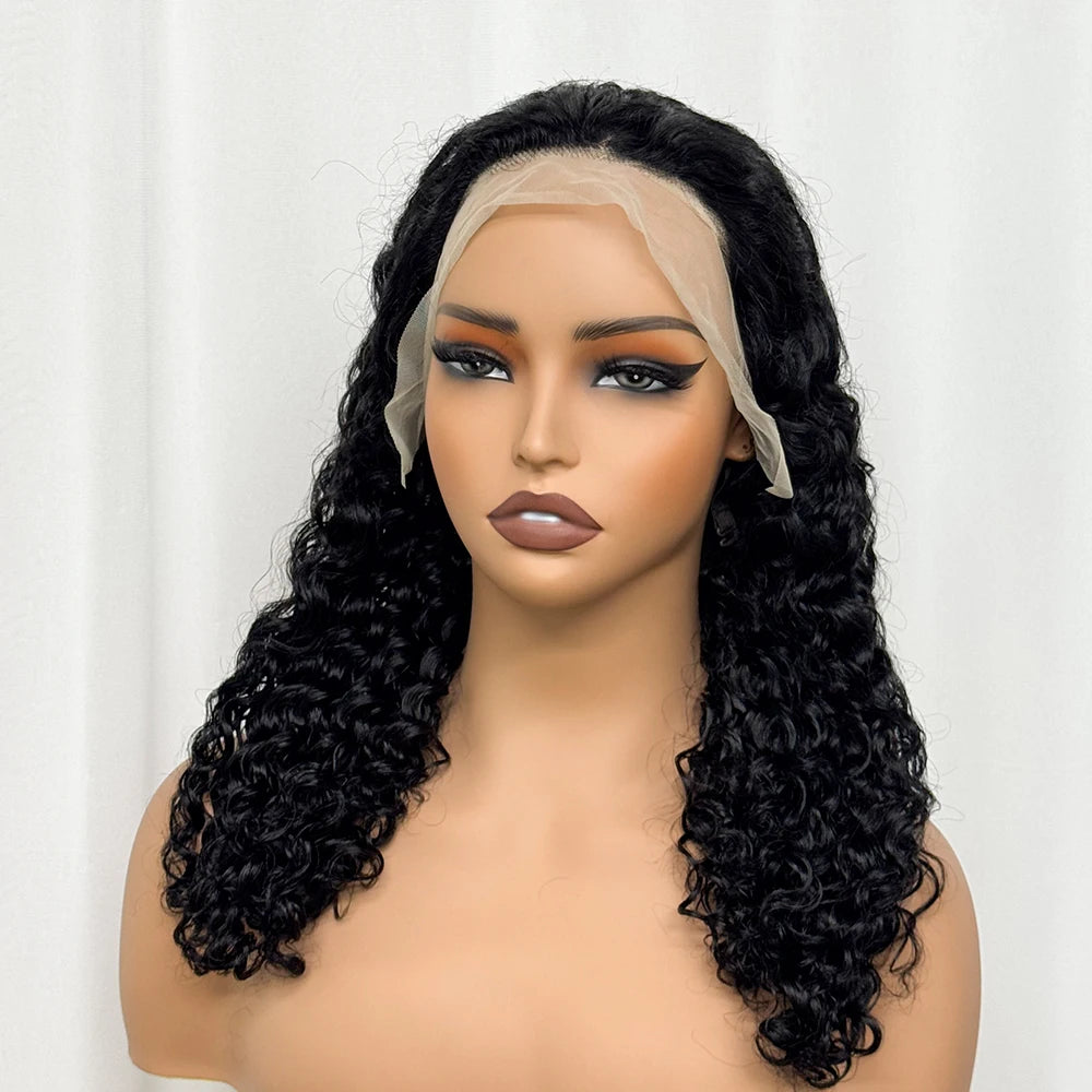 Double Drawn 250% Density Ombre 18 Inches Water Wave Curly Human Hair Wigs 13x4 Transparent Lace Frontal Hair Wig for Women
