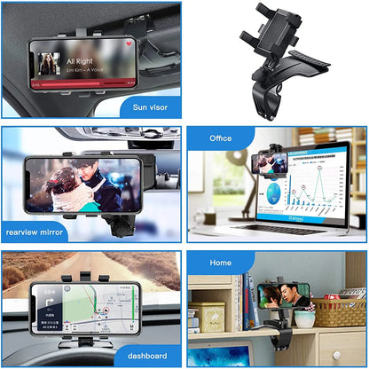 Phone Mount for Car Dashboard, 1080 Degree Rotation Dashboard Cell Phone Holder, [Multi-Angles] Universal Car Phone Clip Holder