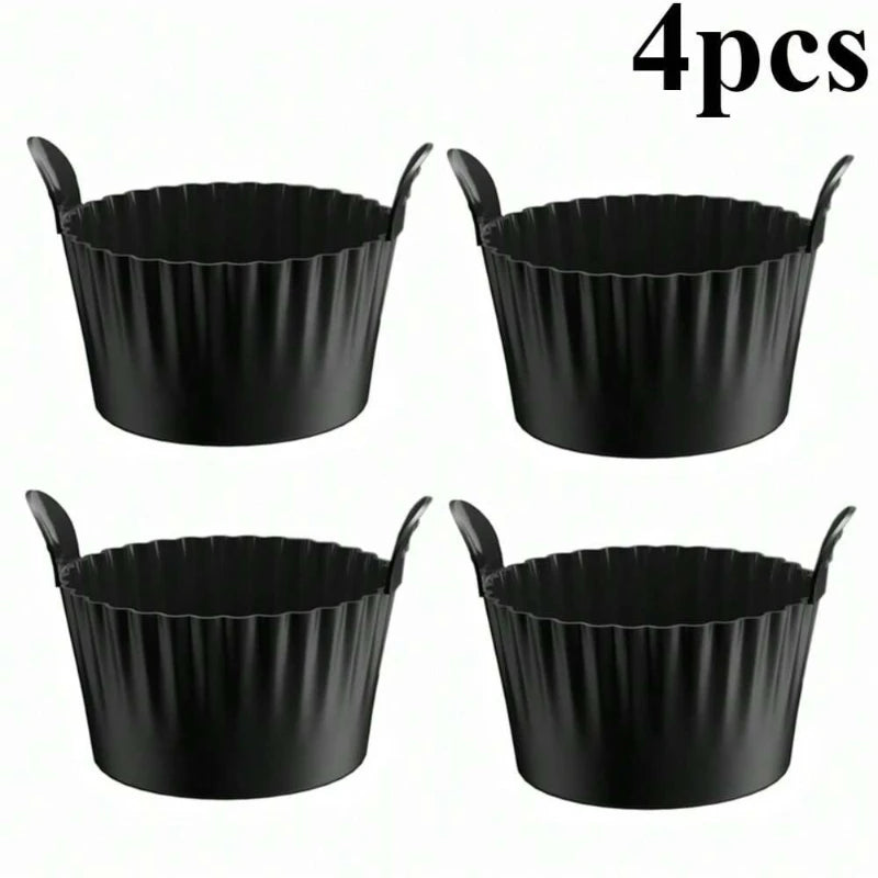 1/4PCS Reusable Silicone Air Fryer Liners and Baking Cups Accessories for Eggs Cakes Meatballs Non-Stick Kitchen Baking Tools