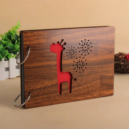 Photo Album Black Pages 8 Inch Wood Scrapbook DIY for Valentines Baby Lovers Anniversary Day Birthday Christmas Gift