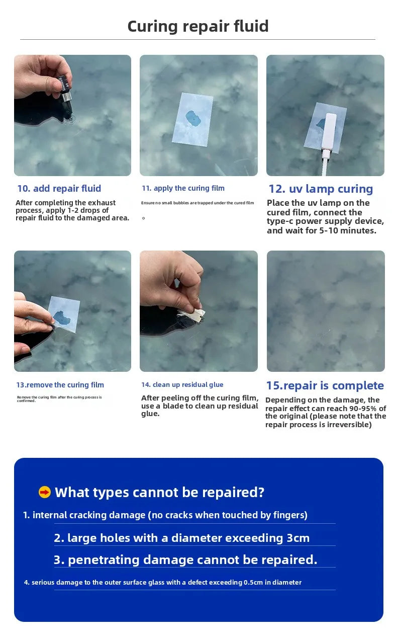 Car Glass Repair Kit - Removes Scratches, Fixes Windscreen Cracks for Cars/Trucks/Motorcycles, Auto Glass Recovery Set