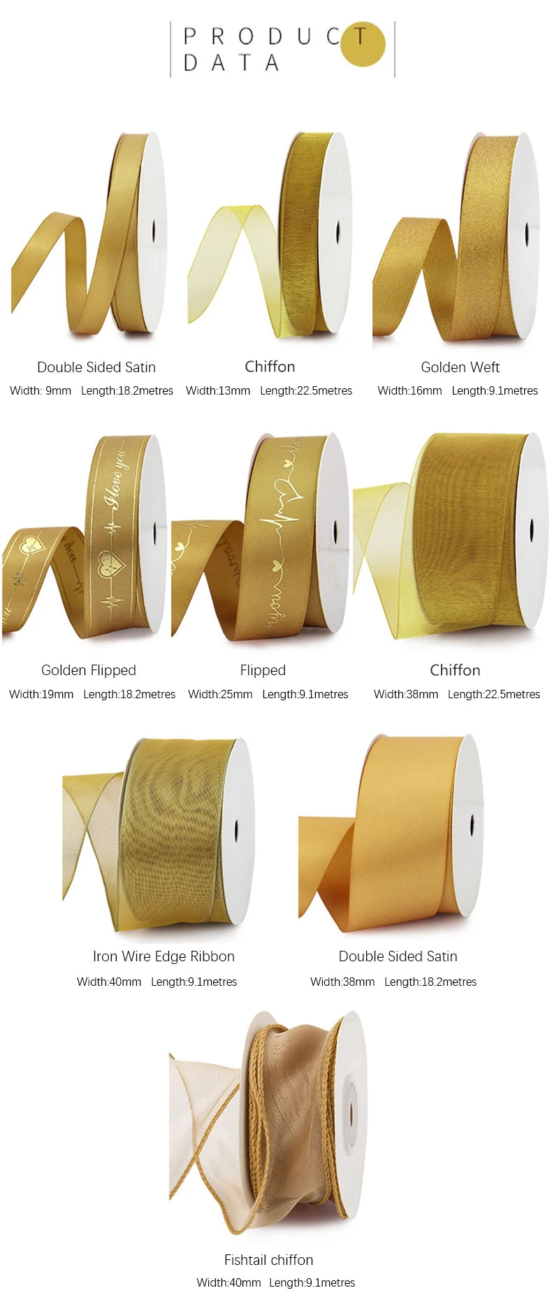 Gold Series Ribbon Birthday Happy Cake Baking Gift Decoration Flower Bundle Packaging Valentine's Day Wedding Party