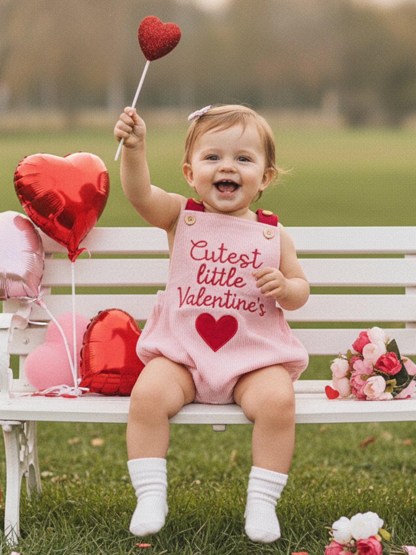 FOCUSNORM 0-18M Lovely Baby Girls Boys Valentines Day Romper Cute Letters Heart Embroidery Sleeveless Jumpsuit