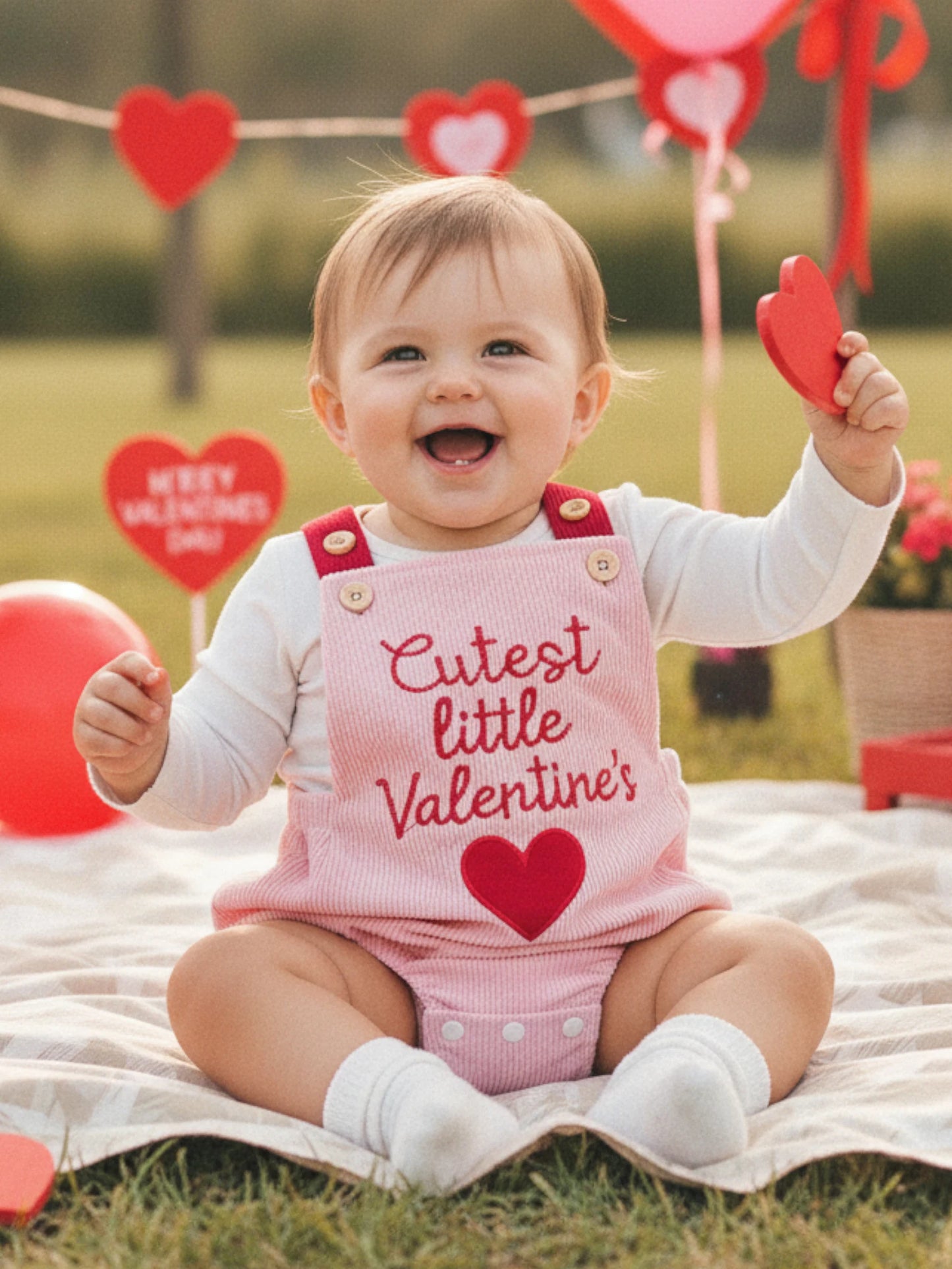 FOCUSNORM 0-18M Lovely Baby Girls Boys Valentines Day Romper Cute Letters Heart Embroidery Sleeveless Jumpsuit