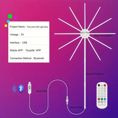 Bluetooth Fireworks Light, USB LED String Light,RGBIC Fairy Lights Garland for Outdoor Garden Bedroom Christmas New Year Decor