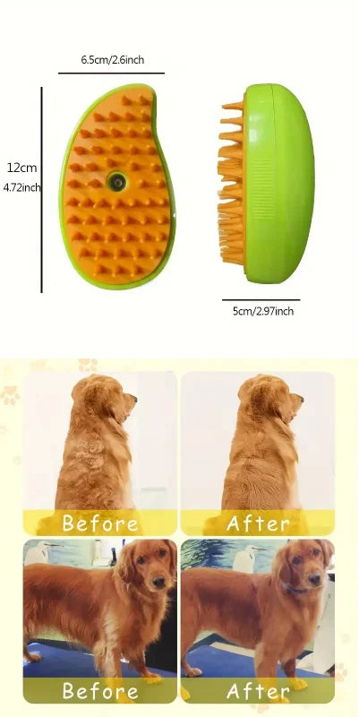 Steam Hair Removal Brush Electric Spray Cat Hair Brush Three in One Silicone Brush Used to Massage Pets Remove Floating Hairs