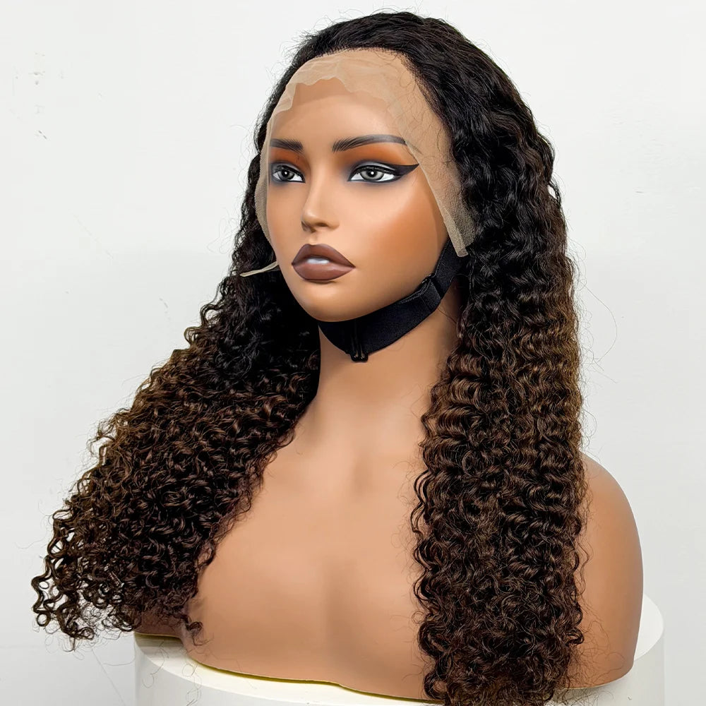 24 inch Full Water Wave Human Hair Wig 100% Human Hair 300% Density 13x4 Lace Frontal Front Curly Human Hair Wig for Black Women