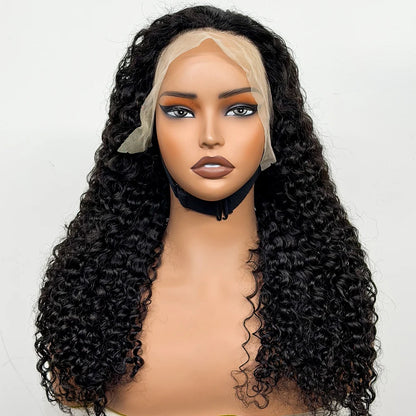 24 inch Full Water Wave Human Hair Wig 100% Human Hair 300% Density 13x4 Lace Frontal Front Curly Human Hair Wig for Black Women