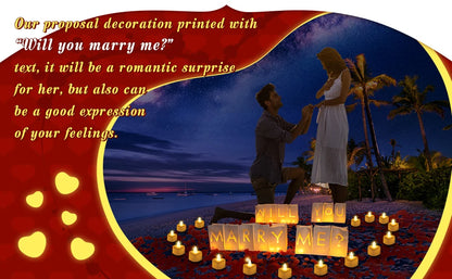 Will You Marry Me Proposal Decor Luminary Paper Bag Heart Candle Rose Petals Wedding Birthday Anniversary Valentines Gifts