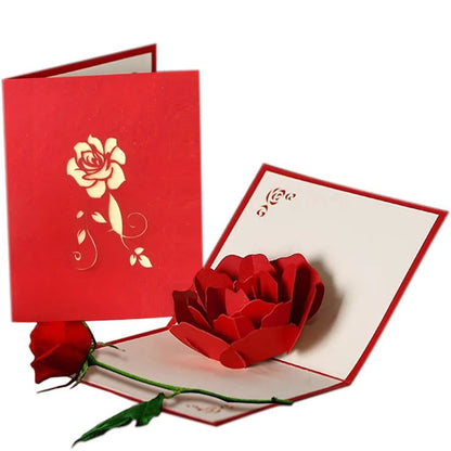 3D Rose Pop Up Card, Valentines day card, Mothers day Birthday card, anniversaries Weddings Flower Greeting Card With Envelope