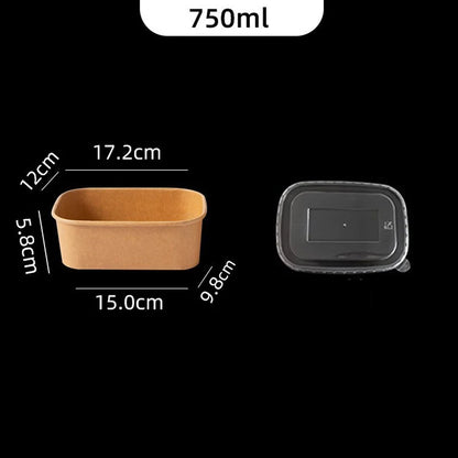 10Pcs/Set Disposable Paper Lunch Box Food Storage Containers With Lid Fruit Salad Cake Box Kitchen Accessories Party Supplies