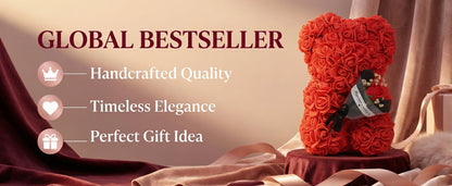 1pc 25cm Rose Bear with flower bouquet Artificial Foam Flowers Bear Romantic Creative Gifts For Valentines Day Anniversary Gift