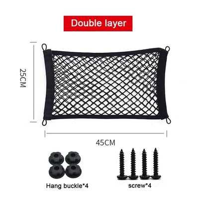 Car Back Rear Trunk Storage Net Elastic Car Interior Mesh Pocket Large Capacity Auto Stretch Wall Sticker Organizer Pouch Bag