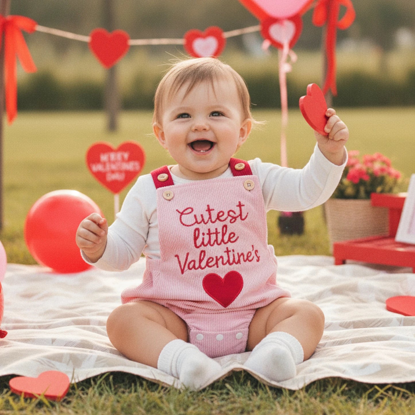 FOCUSNORM 0-18M Lovely Baby Girls Boys Valentines Day Romper Cute Letters Heart Embroidery Sleeveless Jumpsuit