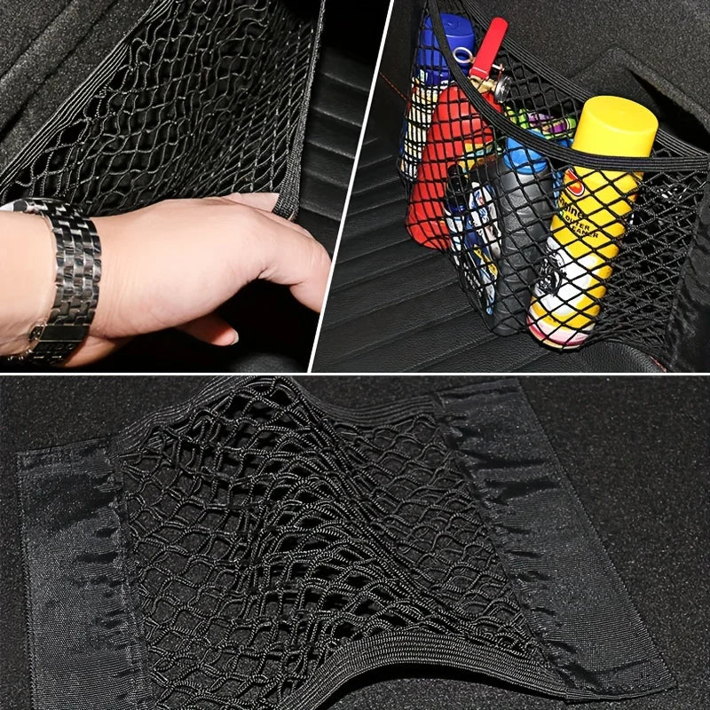 Universal Car Storage Bag Double Mesh Trunk Storage Net Car Built-in Storage Bag Car Fire Extinguisher Fixed Net Anti-Slip