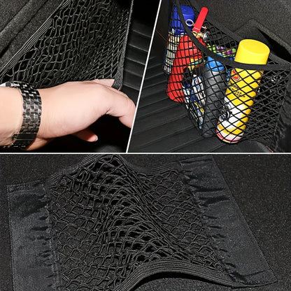 Universal Car Storage Bag Double Mesh Trunk Storage Net Car Built-in Storage Bag Car Fire Extinguisher Fixed Net Anti-Slip