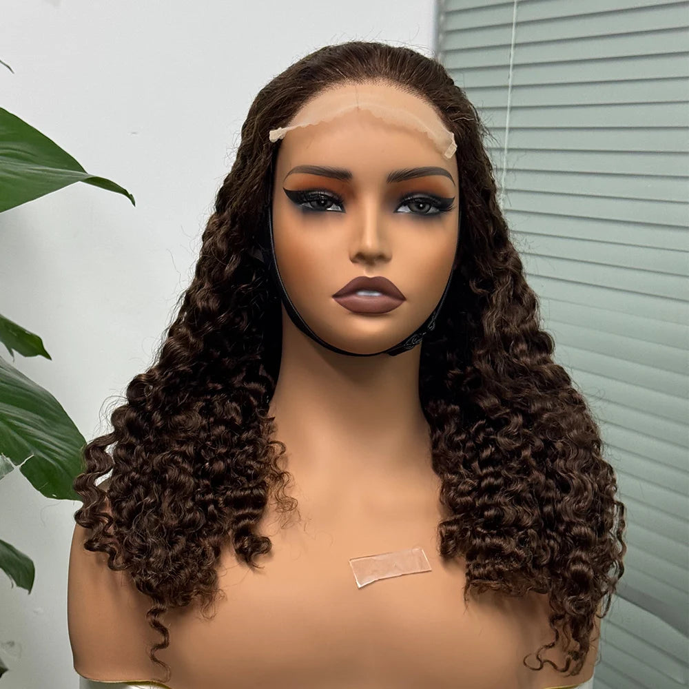 5x5 Lace 300% Density Burmese Deep Curly Hair Wig Ombre Double Drawn Human Hair Wig Transparent Lace Front Wig for Black Women